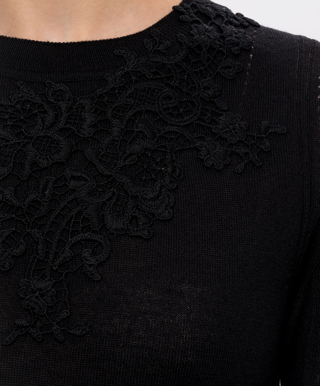 Ermanno Scervino Life Черный джемпер с шерстью с короткими рукавами D494L503APLYY изображение 5