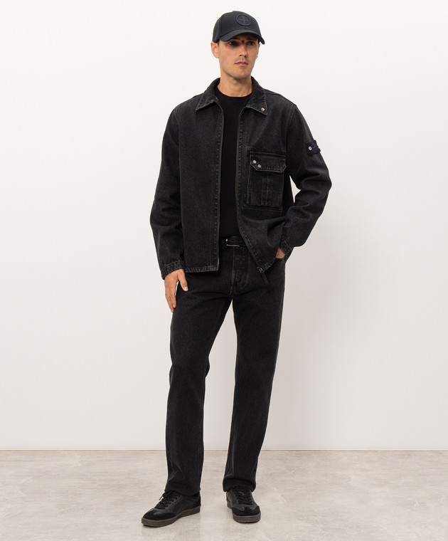 Stone Island Чорна джинсова куртка в стилі сорочки L2S141200002S0J32 зображення 2