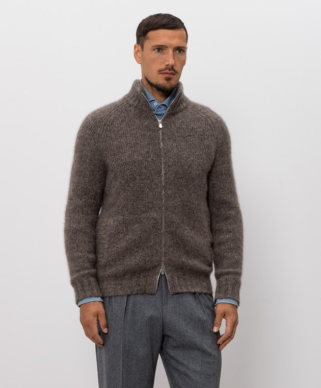 Brunello Cucinelli Коричневый кардиган из кашемира и шелка MET302116 изображение 3
