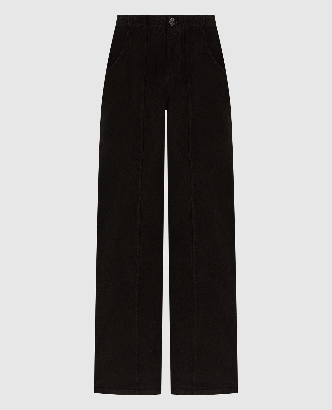 

Коричневые вельветовые брюки с логотипом, Коричневый, Широкие брюки