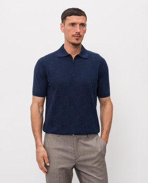 Stefano Ricci Синє поло в тканий візерунок K818111P31F26277