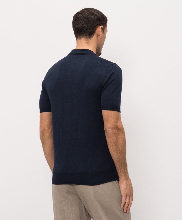 Cashmere&Whiskey Синє поло із шовком FS05 зображення 4