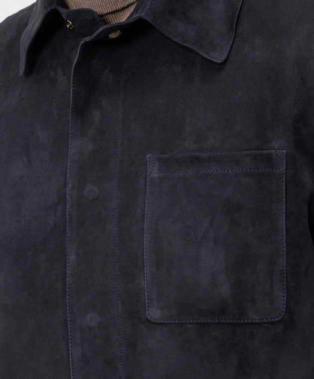 Cashmere&Whiskey Синяя замшевая куртка в стиле рубашки 22254500332 изображение 5