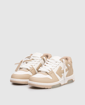 Off-White Бежеві шкіряні кросівки Out Of Office з емблемою OWIA259S26LEA002