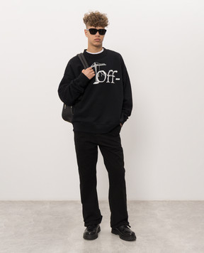 Off-White Черный свитшот с контрастным принтом логотипа 44MBA054F26F006