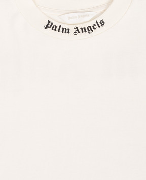 Palm Angels Дитяча футболка кольору айворі з принтом логотипа PBAA002S26JER001