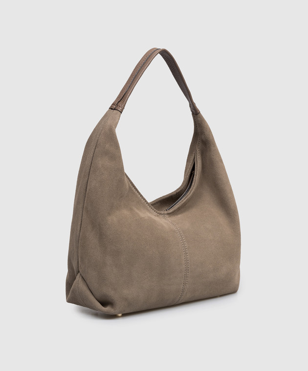 Gianni Notaro Коричневая замшевая сумка-хобо SUEDE с нашивкой логотипа 867SUEDE изображение 3