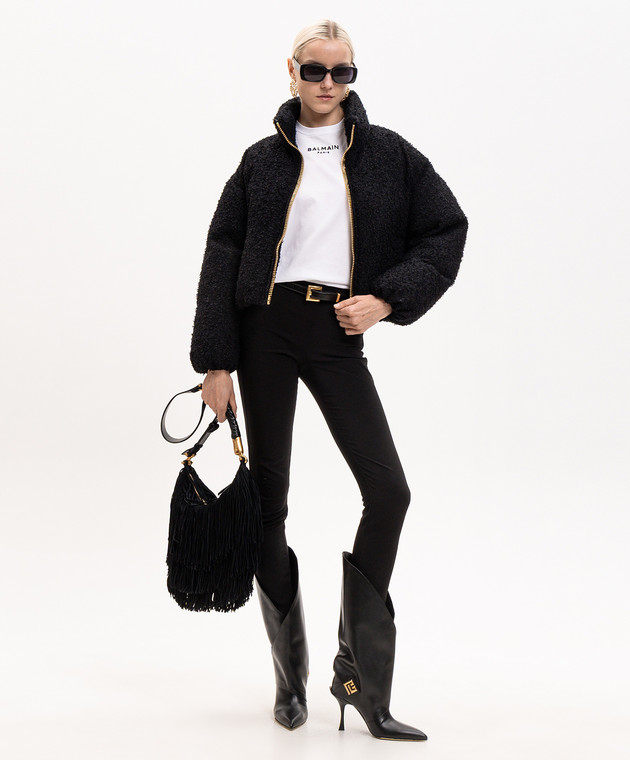 Balmain Белая футболка с вышивкой логотипа HF1EF000BD10 изображение 2