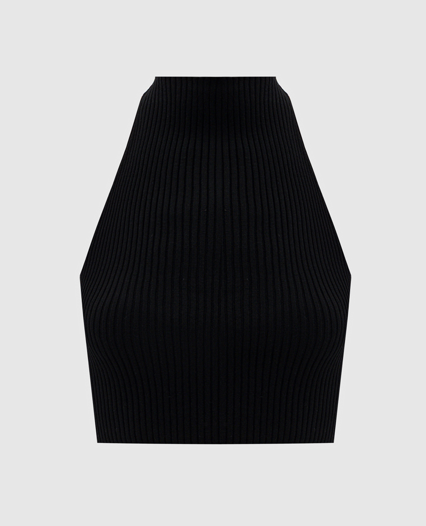 Черный укороченный топ с контрастной полоской