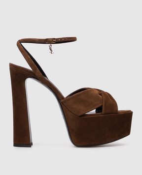 Saint Laurent Коричневі замшеві босоніжки FRANCIANE 86973027D00