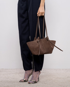 YUZEFI Коричневая замшевая сумка-тоут MOCHI MOCHI