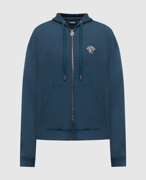 Versace Синяя спортивная куртка с вышивкой эмблемы 10213451A16458