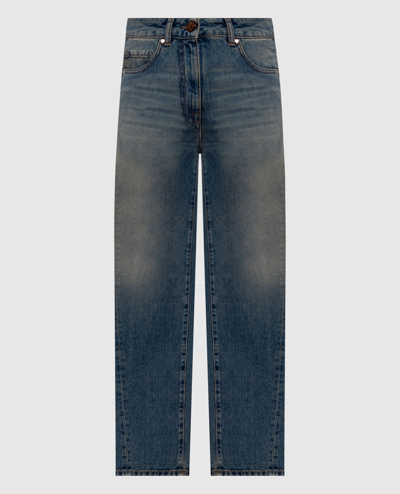 

Синие джинсы с логотипом, Синий, Прямые джинсы