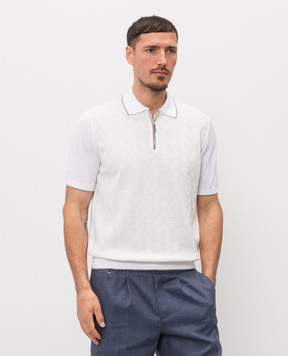 Stefano Ricci Поло кольору айворі з шовком з блискавкою K212034P31F26190