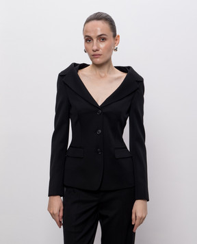 Alexander McQueen Чорний жакет з вовни з відкритими плечима 865434QJAAC
