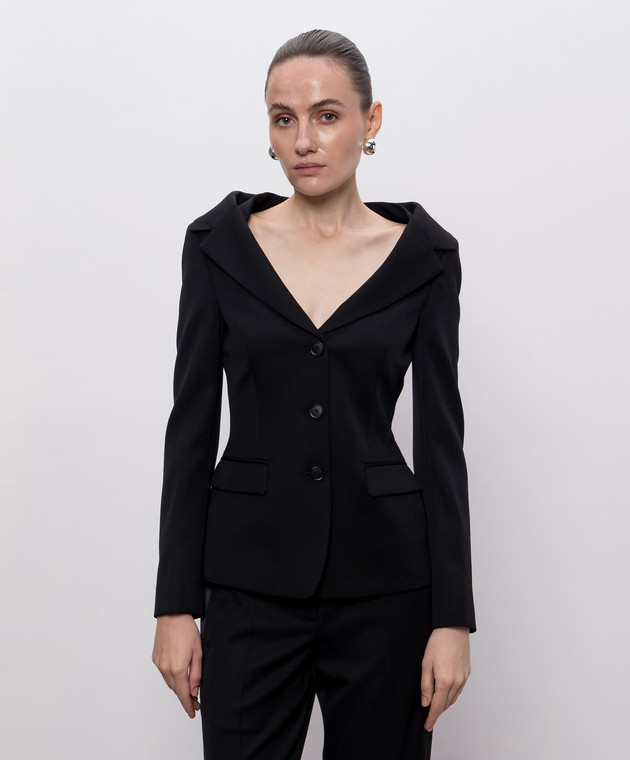 Alexander McQueen Черный жакет из шерсти с открытыми плечами 865434QJAAC изображение 3
