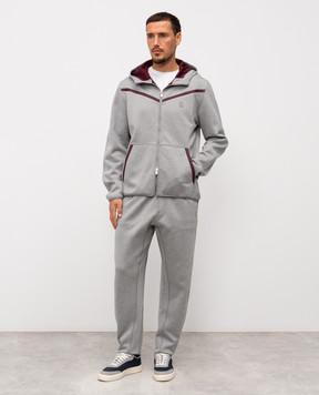 Brunello Cucinelli Сірі меланжеві спортивні штани з принтом емблеми MM8433102G