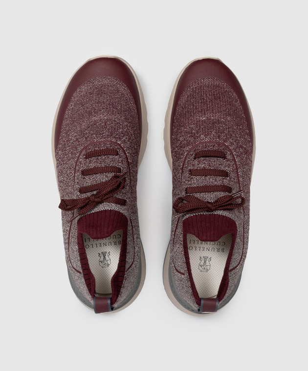 Brunello Cucinelli Бордовые кроссовки MZUEHRO342 изображение 4