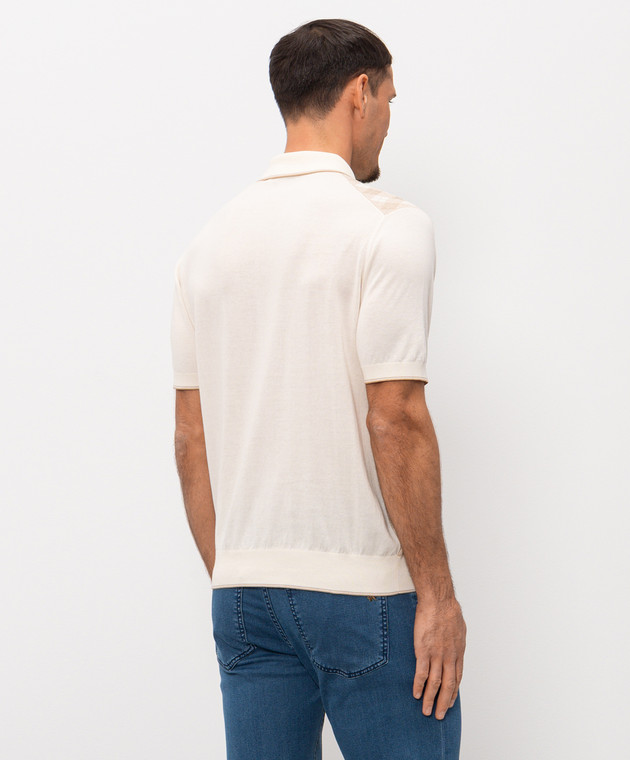 Stefano Ricci Бежевое поло с шелком в узор K414017P31F26268 изображение 4