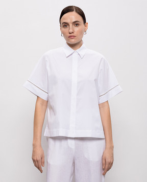 Peserico Біла сорочка з короткими рукавами з ланцюжком моніль S0695208928