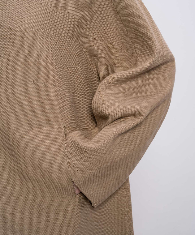 BOBOUTIC Коричневое пальто с леном 5059 изображение 5