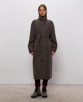 Brunello Cucinelli Коричневое пальто с шерстью в узор MG5669766