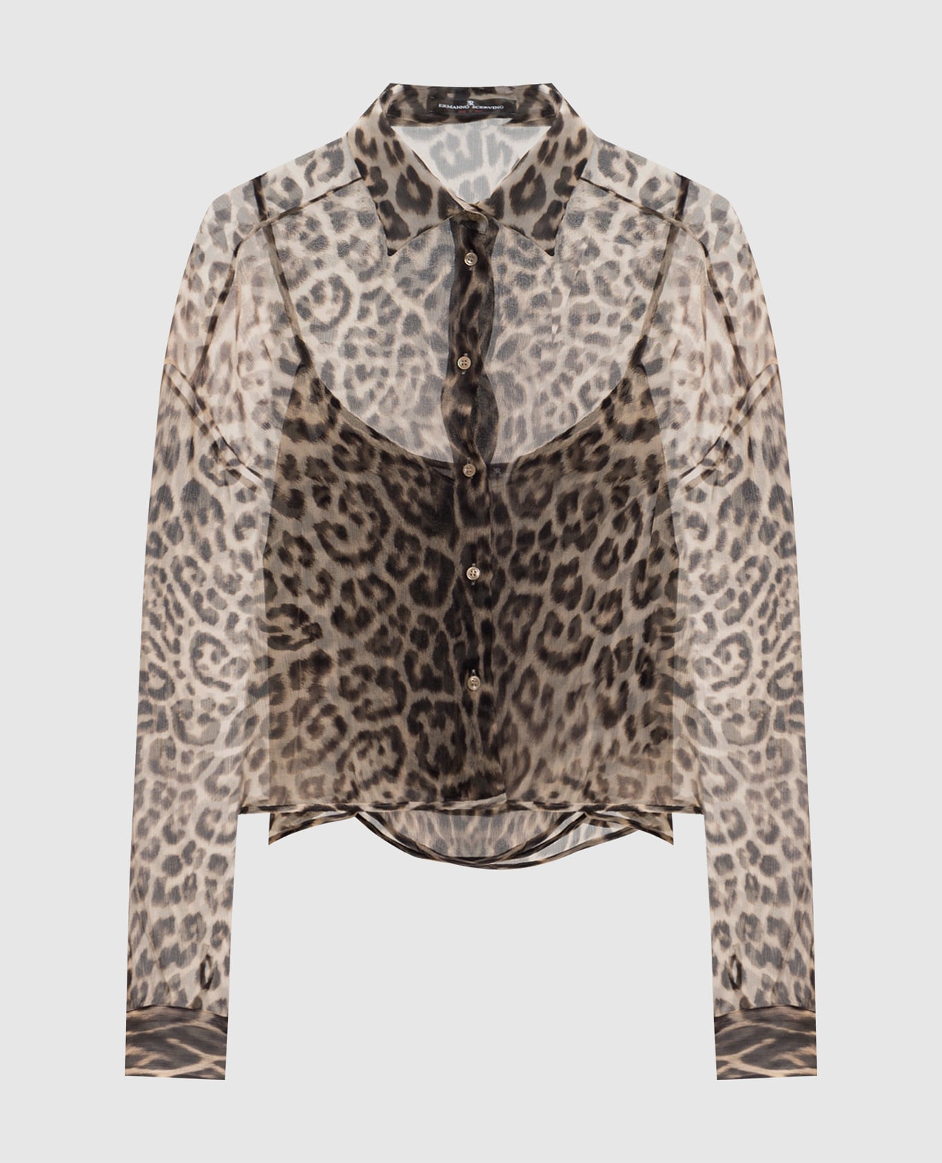 

Бежевая блуза из шелка в анималистичный принт, Бежевый, Блузы