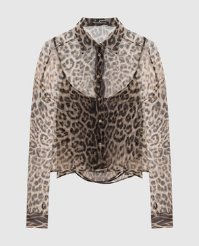 Ermanno Scervino Бежевая блуза из шелка в анималистичный принт D482K385CSYEO
