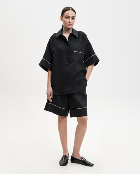 Agnona Чорні бермуди з льону T81102YU3034