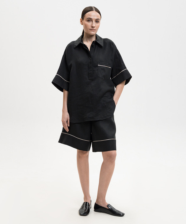 Agnona Чорні бермуди з льону T81102YU3034 зображення 2