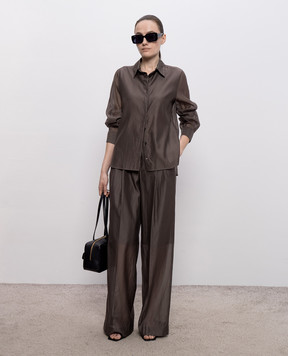 Peserico Коричневые брюки с шелком с брендовым патчем A04092D08372