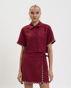 Simkhai Бордова укорочена сорочка з льоном 1262285SW
