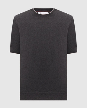 Brunello Cucinelli Сіра футболка з окантуванням M29805200