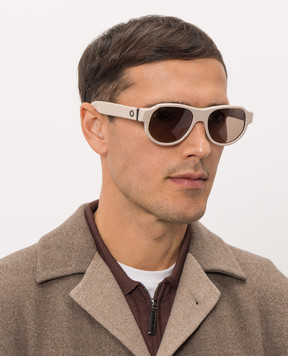 Stefano Ricci Бежевые очки Safari с кожей крокодила SG005UCS