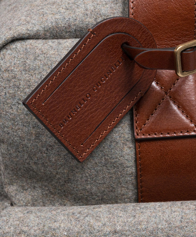 Brunello Cucinelli Серая дорожная сумка из шерсти и кашемира MBPABU323 изображение 4