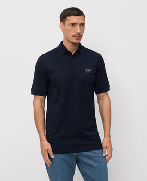 Dolce&Gabbana Синє поло з патчем логотипа G8PL4TG7P1D