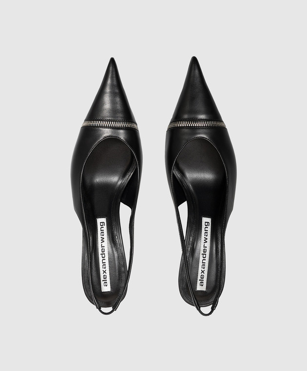 Alexander Wang Черные кожаные слингбеки SLASHER с молниями 30426P007 изображение 4