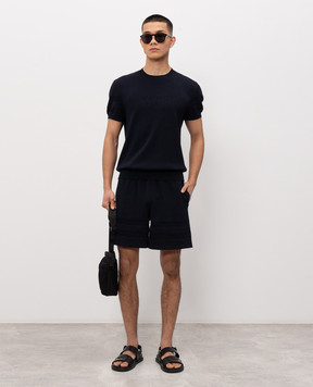 Givenchy Синяя футболка с узором логотипа BM90WJ4YPA