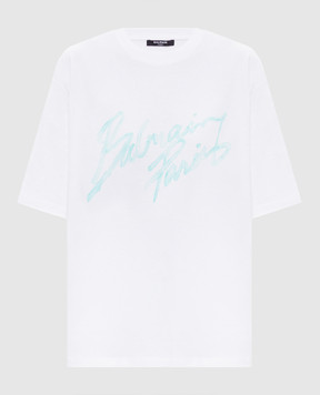 Balmain Белая футболка с логотипом GF1EG110BD41