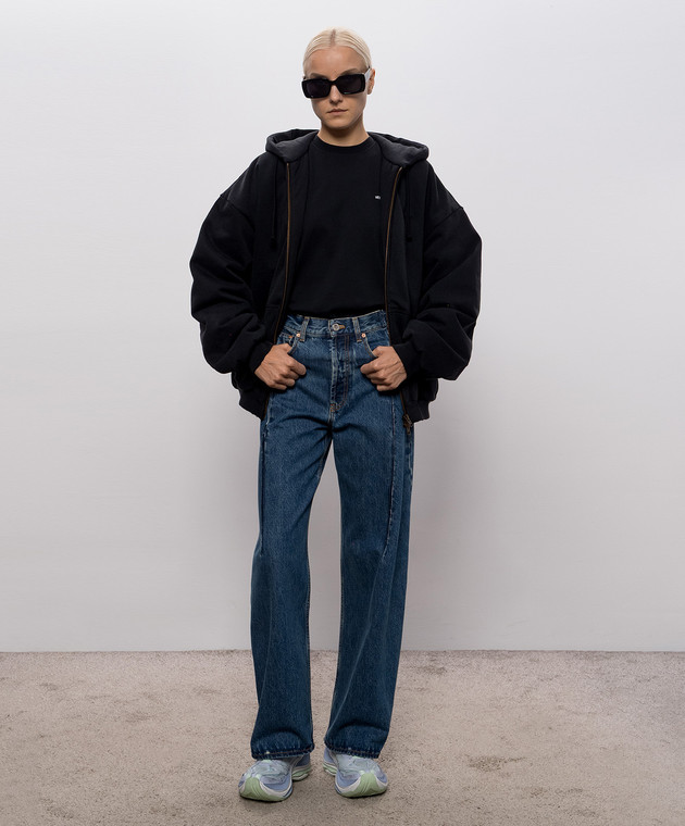 Vetements Чорна спортивна куртка з вишивкою логотипа MH27BJ170Bw зображення 2