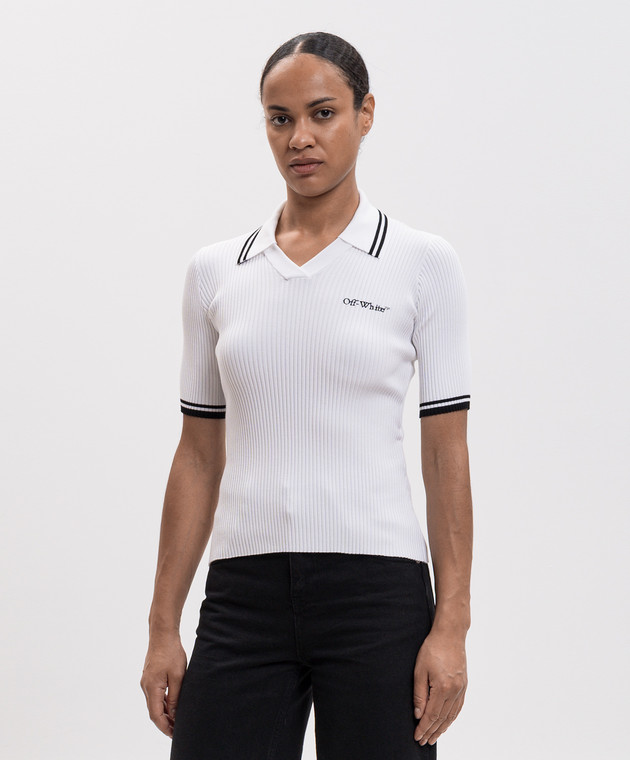 Off-White Білий топ з вишивкою логотипа 2FA00665T зображення 3