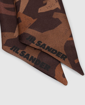 Jil Sander Коричневая лента твили из шелка в узор с логотипом J53TF0005J40084