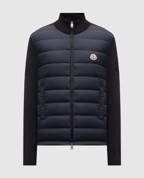 Moncler Синяя комбинированная куртка с логотипом L10919B00020M1115