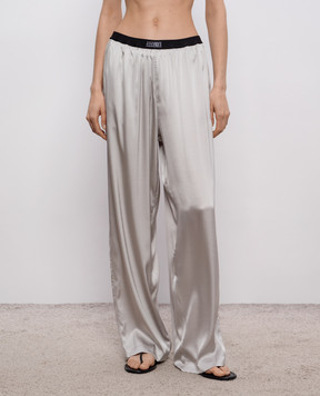 Maison Margiela MM6 Сірі штани із шовком в піжамному стилі MJH220050