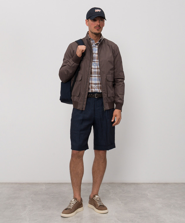 Herno Сині шорти з льону з відворотами PT000191U17158 зображення 2