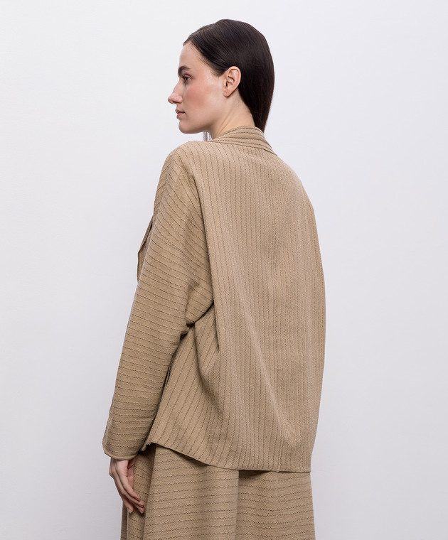 BOBOUTIC Коричневий кардиган із шовку та льону 5027 зображення 4