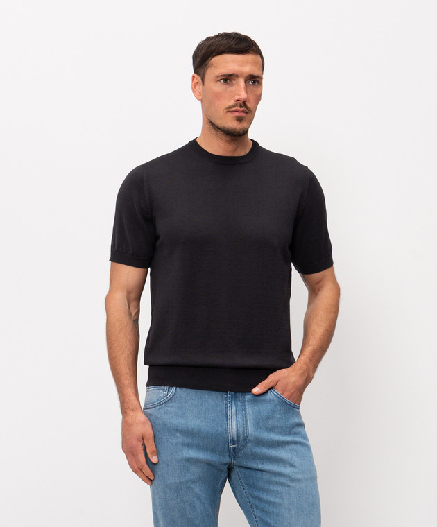 Cashmere&Whiskey Футболка с шелком черного цвета FS03 изображение 2