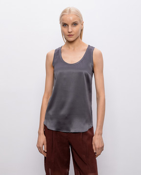 Brunello Cucinelli Сірий топ із шовку MPC59E0600