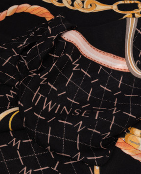 Twinset Чорна хустка в принт 261TA4420