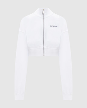 Off-White Біла укорочена спортивна кофта з квітковим принтом емблеми 2BE006S26FLE001